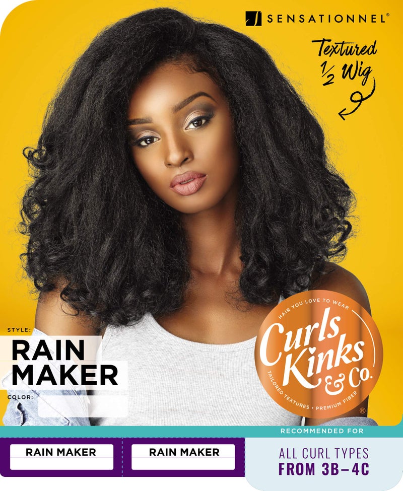Sensationnel Curls Kinksandco Half Wig - Rain Maker Instant Weave Drawstring Cap for Natural 3C to 4C Hair Textures (4 MEDBROWN) - Image 5